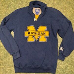 VINTAGE 90'S STARTER BRAND UNIVERCITY OF MICHIGAN WOLVERINES QTR ZIP UP